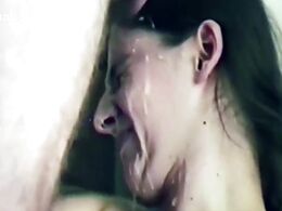 Slut Gets Showered With Cum