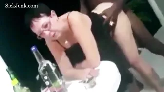 Granny Fucks With A Big Black Cock On The Table