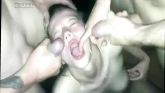 Brunette Gets A Lot Of Cum After The Bar