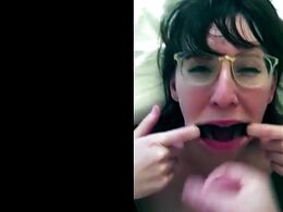 He Forces Her To Keep Her Mouth Open So He Can Cum There