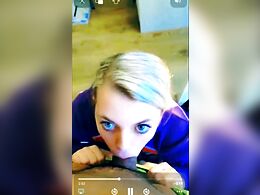 Beautiful Blonde With Big Eyes Sucks A Big Cock