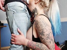 Blonde With Big Tits Sucks Cock Very Deep