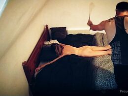 He Ties Her To The Bed And Whips Her For His Ejaculation