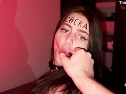 He Humiliates His Girlfriend In Front Of The Camera With Lots Of Deepthroat