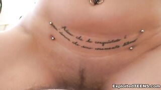 Brunette With Piercings Plays With Cock