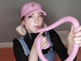 Exhausted After Sticking A Dildo Down Her Throat