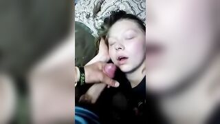 Sleeping Teen Sister Facial Cumshot
