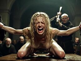 Blonde punished by whipping