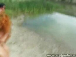 Beautiful Russian girl raped by men at shore