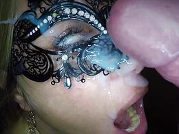 Compilation with a blonde who gets cum in her eyes and mouth