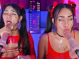 Two sluts get fucked by a dildo