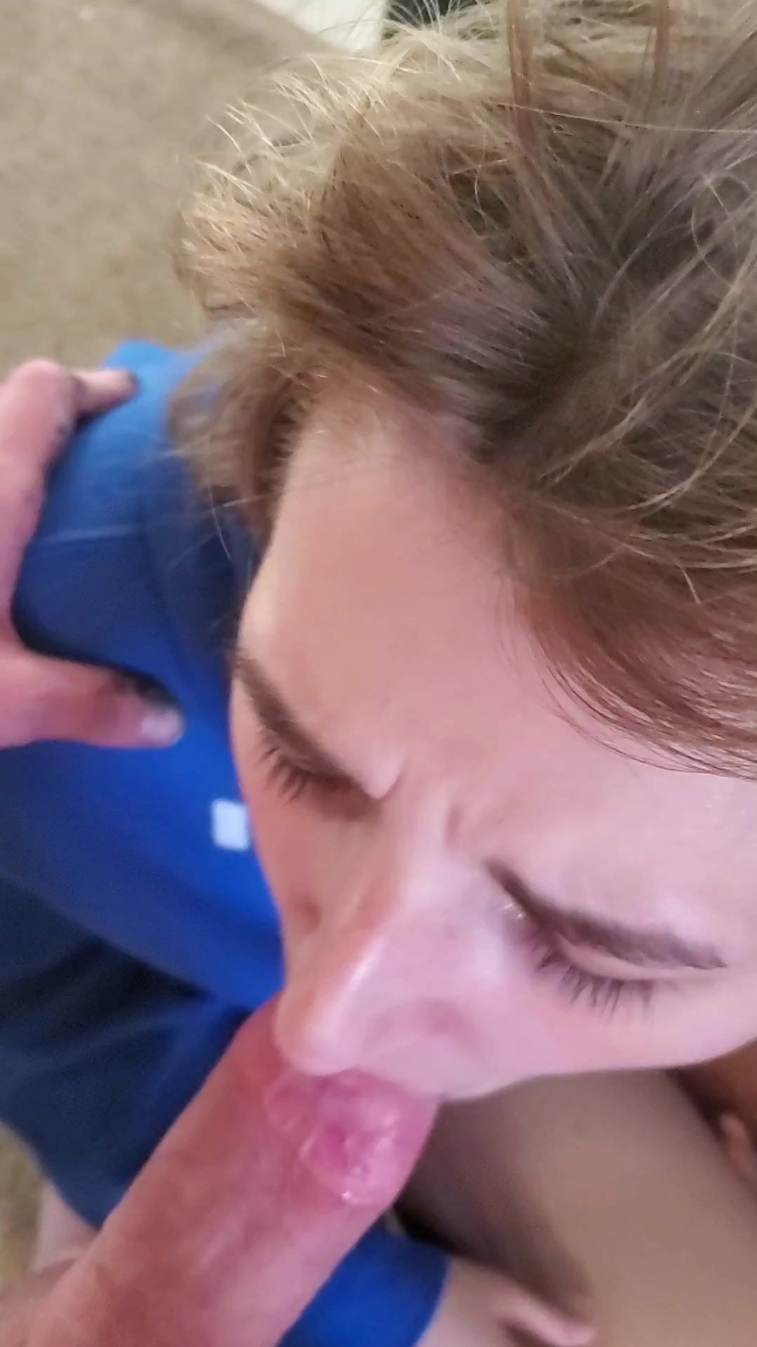 18yo slut choking as I try to fit my cock down her throat